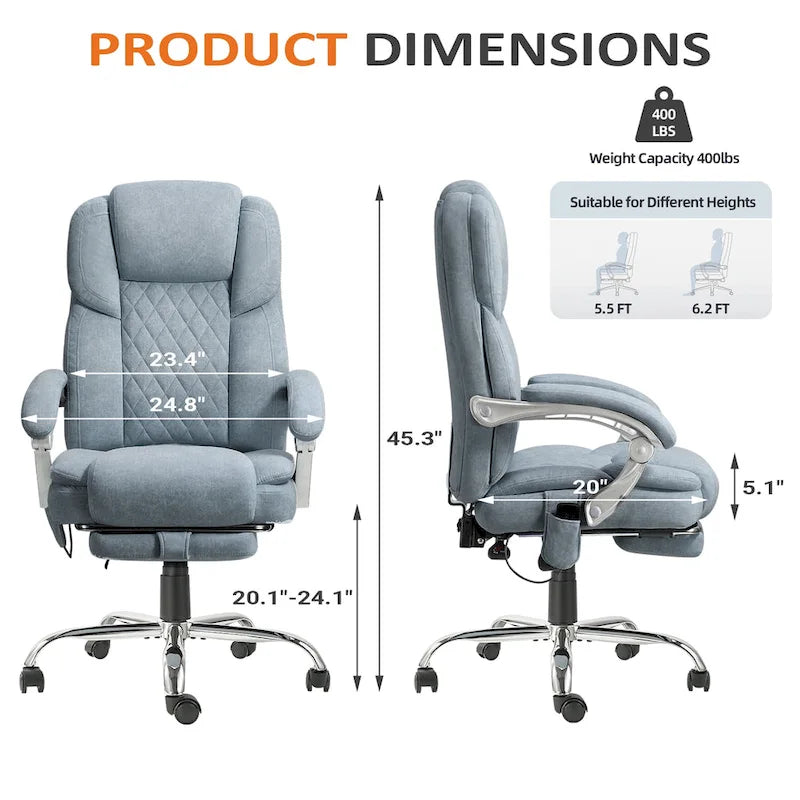 EROMMY Heated Massage Office Chair with Footrest, Ergonomic Reclining Desk Chair with Lumbar Support and Adjustable Height.