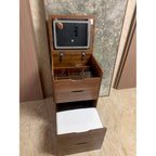3-in-1 Small Makeup Table Set with Glass Top 3 Drawers, Stool