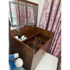 3-in-1 Small Makeup Table Set with Glass Top 3 Drawers, Stool