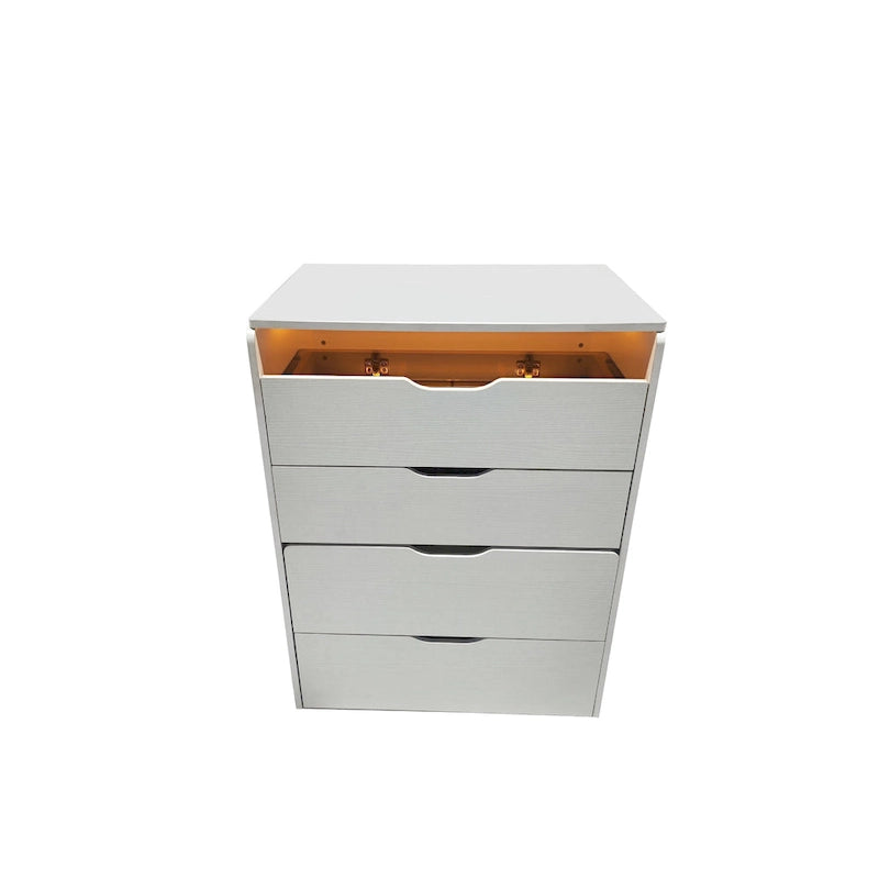 3-in-1 Small Makeup Table Set with Glass Top 3 Drawers, Stool