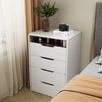 3-in-1 Small Makeup Table Set with Glass Top 3 Drawers, Stool