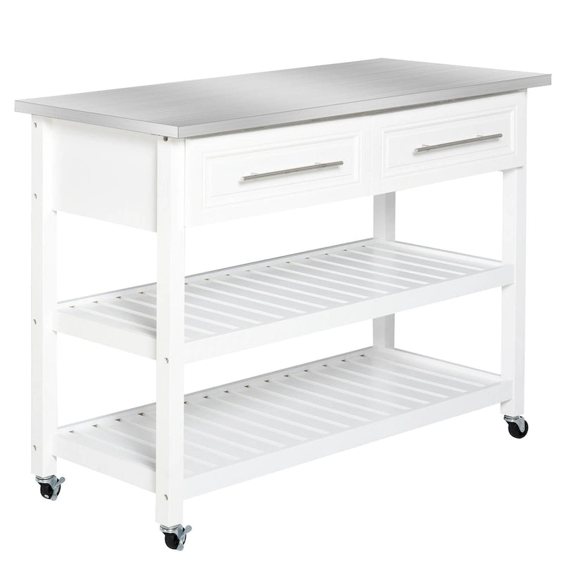 Kitchen Island With Stainless Steel Top(no include stool)
