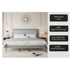 Solid Wood Platform Upholstered Headboard Queen Bed