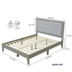 Solid Wood Platform Upholstered Headboard Queen Bed
