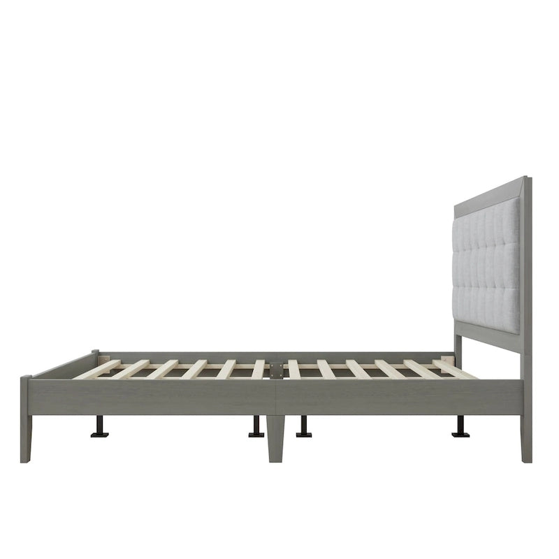 Solid Wood Platform Upholstered Headboard Queen Bed