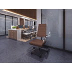 Modern Brown High Back Office Chair Ribbed PU Leather Swivel Conference Room Computer Desk Visitor Vintage Retro Boss