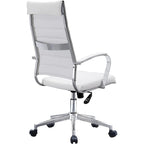 Modern Brown High Back Office Chair Ribbed PU Leather Swivel Conference Room Computer Desk Visitor Vintage Retro Boss