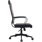 Modern Brown High Back Office Chair Ribbed PU Leather Swivel Conference Room Computer Desk Visitor Vintage Retro Boss