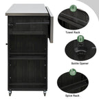 Outdoor Kitchen Island, Rustic Fir Wood with Stainless Steel Top and Smart Storage