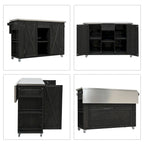 Outdoor Kitchen Island, Rustic Fir Wood with Stainless Steel Top and Smart Storage