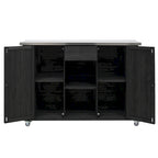 Outdoor Kitchen Island, Rustic Fir Wood with Stainless Steel Top and Smart Storage