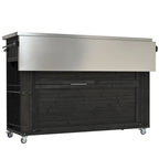 Outdoor Kitchen Island, Rustic Fir Wood with Stainless Steel Top and Smart Storage