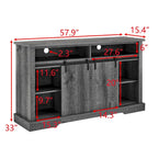 Rustic Sliding Barn Door TV Stand with Upper Lower Storage Shelf and Adjustable Shelves for Living Room