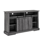 Rustic Sliding Barn Door TV Stand with Upper Lower Storage Shelf and Adjustable Shelves for Living Room