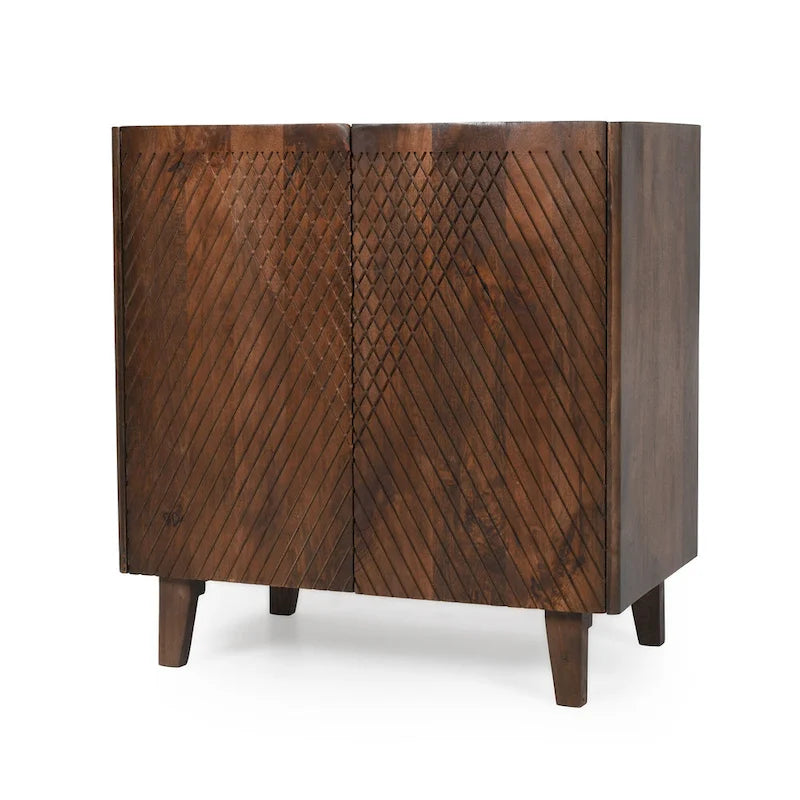 Wood Accent Cabinet with Storage and Adjustable Shelf for Dining Room