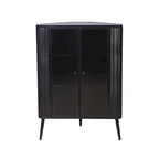 Modern 3-Tier Corner Storage Cabinet with Tempered Glass Doors, Shelves & Metal Frame - Freestanding Space-Saving Organizer