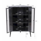 Modern 3-Tier Corner Storage Cabinet with Tempered Glass Doors, Shelves & Metal Frame - Freestanding Space-Saving Organizer