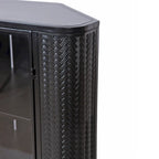 Modern 3-Tier Corner Storage Cabinet with Tempered Glass Doors, Shelves & Metal Frame - Freestanding Space-Saving Organizer