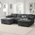 U Shaped Modular Sectional Sofa with Storage Pockets, Pillows, Ottoman