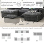 U Shaped Modular Sectional Sofa with Storage Pockets, Pillows, Ottoman