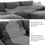 U Shaped Modular Sectional Sofa with Storage Pockets, Pillows, Ottoman