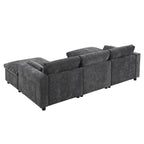 U Shaped Modular Sectional Sofa with Storage Pockets, Pillows, Ottoman