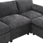 U Shaped Modular Sectional Sofa with Storage Pockets, Pillows, Ottoman