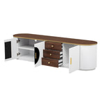 70.8 Floor Curved Storage TV Stand with 3 Drawers 3-Door Decorative TV Cabinet for TVs up to 80 Media Console Table