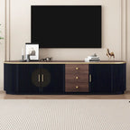 70.8 Floor Curved Storage TV Stand with 3 Drawers 3-Door Decorative TV Cabinet for TVs up to 80 Media Console Table