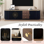 70.8 Floor Curved Storage TV Stand with 3 Drawers 3-Door Decorative TV Cabinet for TVs up to 80 Media Console Table
