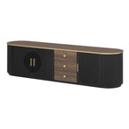 70.8 Floor Curved Storage TV Stand with 3 Drawers 3-Door Decorative TV Cabinet for TVs up to 80 Media Console Table