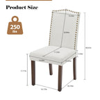 Dark Brown Leather Upholstered Dining Chair Set of 2 w/Nailhead Trim and Wood Legs for Dining Room