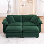 2-seater sofa with 2 cushions, 2 pillows and 2 ottomans, comfortable sofa - Living room deep sofa, modular sofa