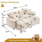 2-seater sofa with 2 cushions, 2 pillows and 2 ottomans, comfortable sofa - Living room deep sofa, modular sofa