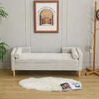 65.35 Corduroy Storage Bench with Armrests, Backrest and Two Pillows
