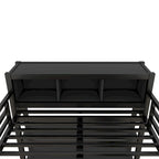 All-in-One Metal Loft Bed with L-Shaped Desk & Wardrobe, Bedrooms Bed Frame with Storage Cubes, Shelves, Full-Length Guardrails