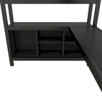 All-in-One Metal Loft Bed with L-Shaped Desk & Wardrobe, Bedrooms Bed Frame with Storage Cubes, Shelves, Full-Length Guardrails
