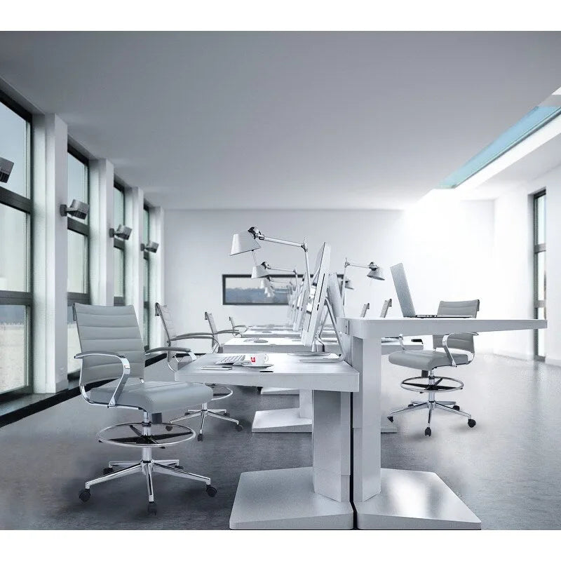 Office Chair With Arms Stools For Counter Height Bar Office Wheels PU Leather Rest Tilt Swivel Work Office Standing Desk