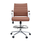 Office Chair With Arms Stools For Counter Height Bar Office Wheels PU Leather Rest Tilt Swivel Work Office Standing Desk