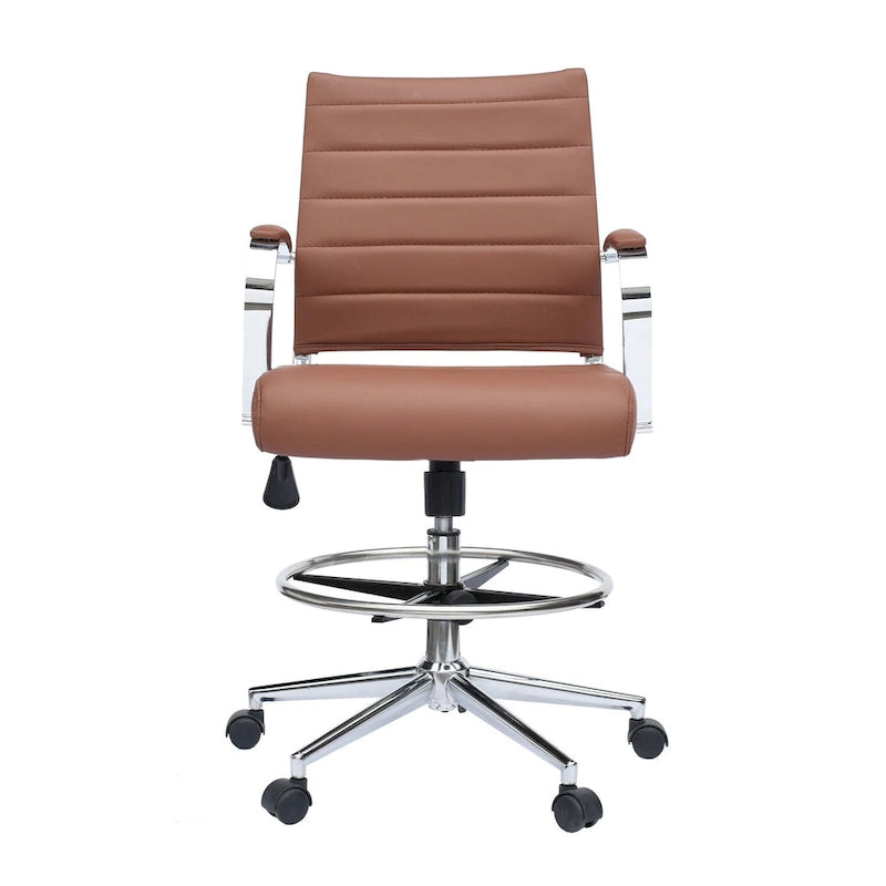 Office Chair With Arms Stools For Counter Height Bar Office Wheels PU Leather Rest Tilt Swivel Work Office Standing Desk