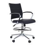 Office Chair With Arms Stools For Counter Height Bar Office Wheels PU Leather Rest Tilt Swivel Work Office Standing Desk