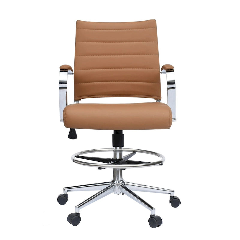 Office Chair With Arms Stools For Counter Height Bar Office Wheels PU Leather Rest Tilt Swivel Work Office Standing Desk