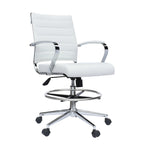 Office Chair With Arms Stools For Counter Height Bar Office Wheels PU Leather Rest Tilt Swivel Work Office Standing Desk