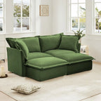 83.4 Chenille 2-Seater Sectional Sofa with Ottomans