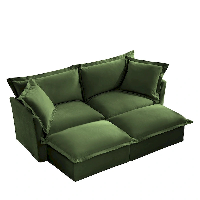 83.4 Chenille 2-Seater Sectional Sofa with Ottomans