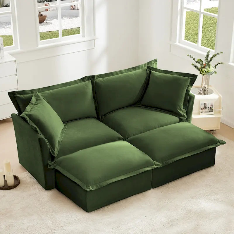 83.4 Chenille 2-Seater Sectional Sofa with Ottomans