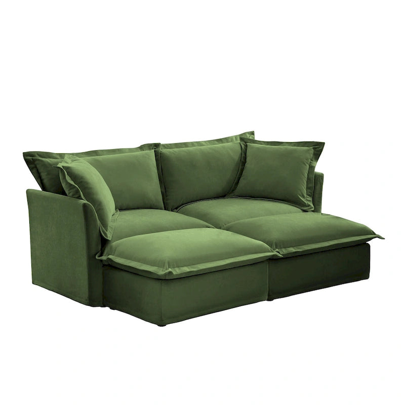 83.4 Chenille 2-Seater Sectional Sofa with Ottomans
