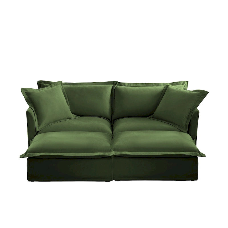 83.4 Chenille 2-Seater Sectional Sofa with Ottomans