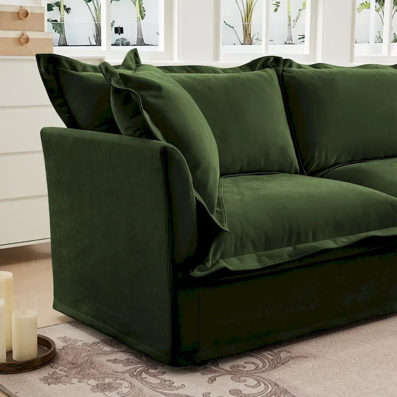 83.4 Chenille 2-Seater Sectional Sofa with Ottomans
