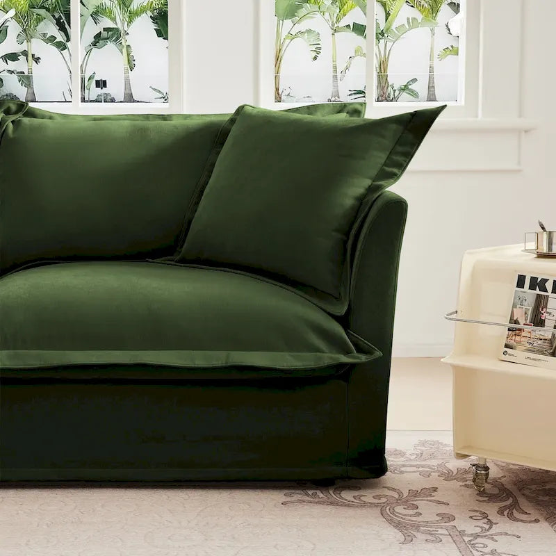83.4 Chenille 2-Seater Sectional Sofa with Ottomans